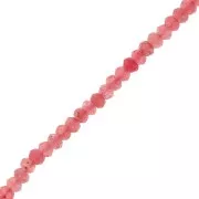 Perles rondes aplaties facettées 4.5x3mm - gemme Jade teintée - Rose clair x35cm