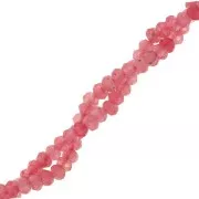 Perles rondes aplaties facettées 4.5x3mm - gemme Jade teintée - Rose clair x35cm