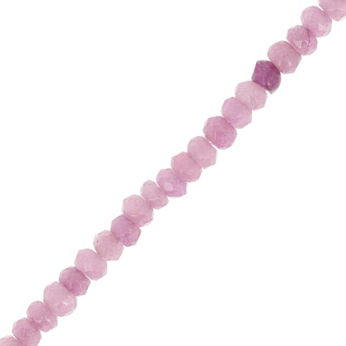 Perles rondes aplaties facettées 4.5x3mm pierre gemme teintée Quartz Lilas x35cm