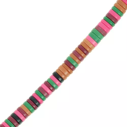 Perles rondelles Heishi imit pierre gemme 5x1.5mm Agate teintée Multicolore x40cm