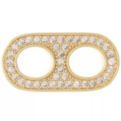 Intercalaire languette de capsule 18x9 mm avec oxydes de Zirconium - Crystal - Doré x1