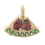 Mini breloque pastèque avec oxydes de Zirconium 8x9 mm - Doré - Multicolore x1|raw }}