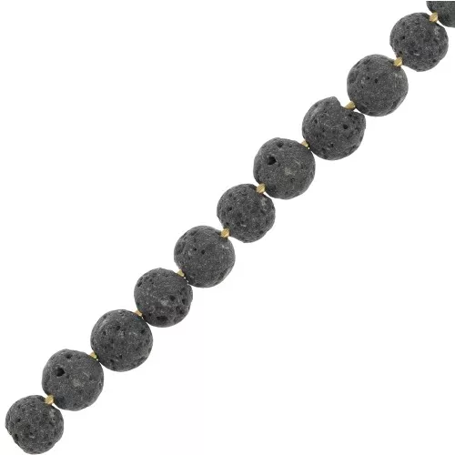 Perles rondes 4 mm en Pierre de Lave teintée - Gris foncé x20