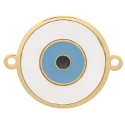 Intercalaire rond 12 mm avec nacre & résine époxy motif oeil - Acier inox 304 Doré|raw }}