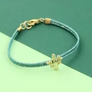 Soutache Luxor fabrication italienne 3 mm - Bleu glacier - Argenté x1m