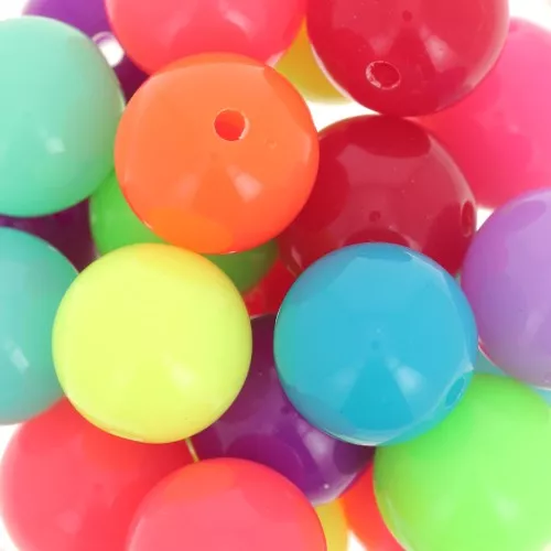 Assortiment de perles rondes 12 mm - Multicolore fluo x20