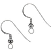 Crochets d'oreilles 20 mm avec petite fleur - Argent 925 oxydé x2|raw }}