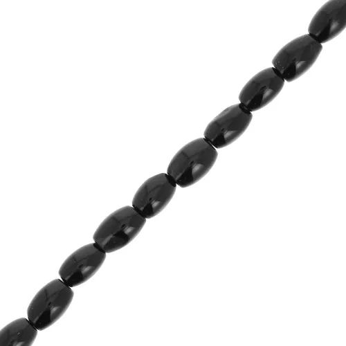 Perles olive en pierre gemme 5.5x4 mm - Agate noire x37cm