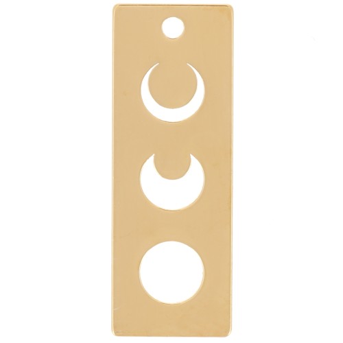 Pendentif rectangle évidé 18x6.5 mm motif lune - exclu Perles&Co - Doré à l'or fin