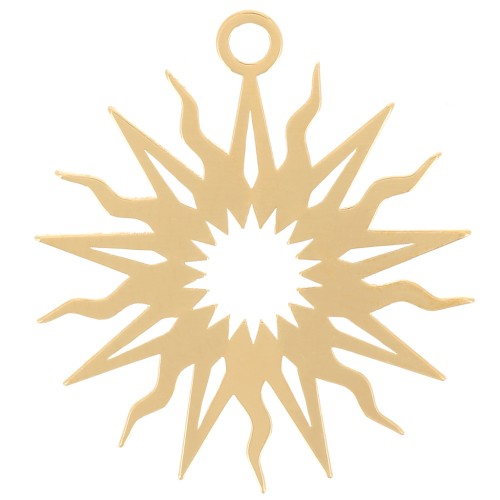 Pendentif soleil évidé 16 mm - exclu Perles&Co - Doré à l'or fin x1