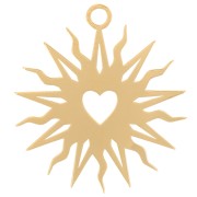 Pendentif soleil évidé 16 mm - motif coeur - exclu Perles&Co - Doré à l'or fin x1