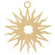 Pendentif soleil évidé 16 mm - motif trèfle - exclu Perles&Co - Doré à l'or fin x1