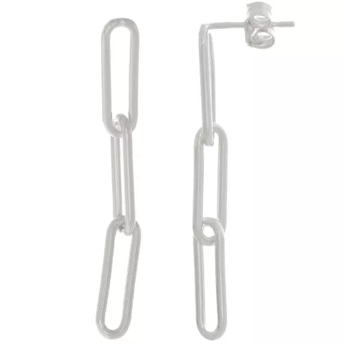 Boucles d'oreilles chaîne maille rectangle 36x4 mm - Argent 925 x2