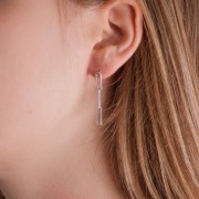 Boucles d'oreilles chaîne maille rectangle 36x4 mm - Argent 925 x2