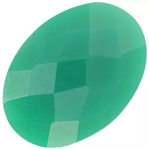 Cabochon ovale facetté 18x13 mm en pierre gemme teintée - Onyx vert x1