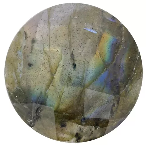 Cabochon rond facetté 15 mm en pierre gemme - Labradorite x1