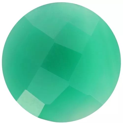 Cabochon rond facetté 15 mm en pierre gemme teintée - Onyx vert x1
