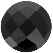 Cabochon rond facetté 15 mm en pierre gemme - Onyx noir x1