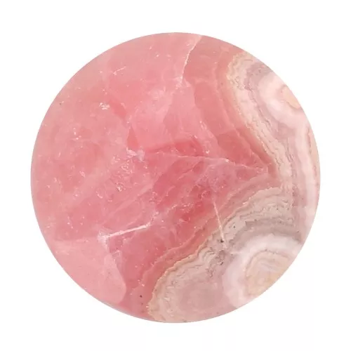 Cabochon rond facetté 10 mm en pierre gemme - Rhodochrosite x1