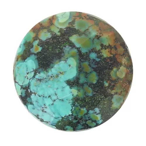 Cabochon rond facetté 10 mm en pierre gemme - Turquoise x1