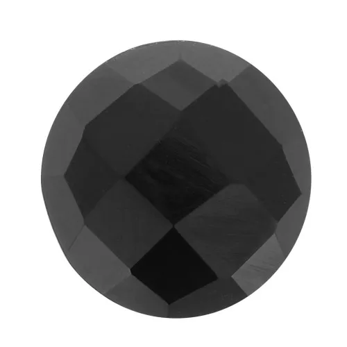 Cabochon rond facetté 10 mm en pierre gemme - Onyx noir x1