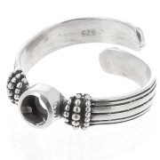 Bague serti cabochon fond plat 4 mm - Taille 48 à 54 - Argent 925 oxydé x1|raw }}