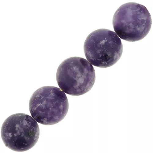 Perles rondes 6 mm pierre gemme - Lepidolite x15