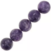 Perles rondes 10 mm pierre gemme - Lepidolite x5