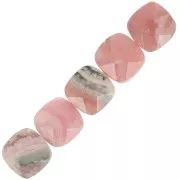 Perle carrée 6 mm facettée en pierre gemme - Rhodochrosite x1