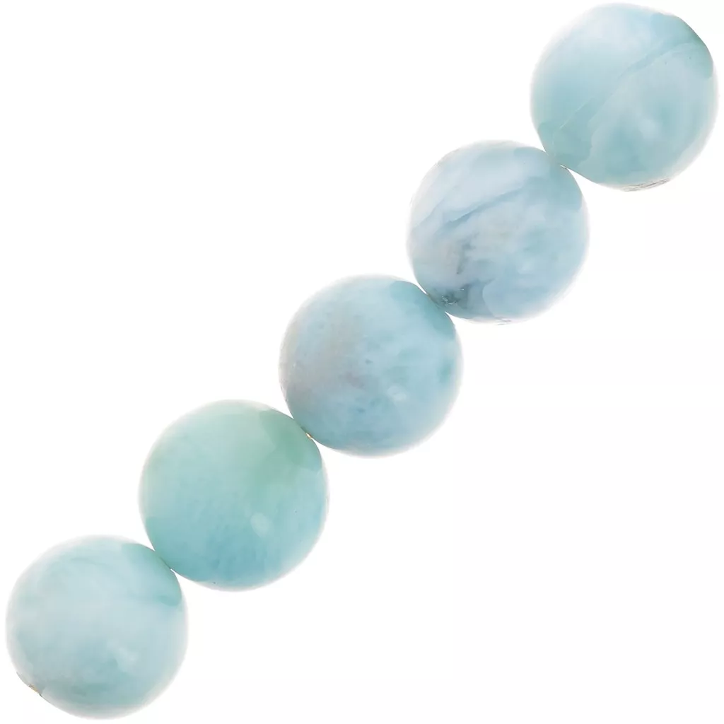 45 Perles Rondes En Larimar Naturel 8mm - Lot Pour Création Bijoux Artisanaux