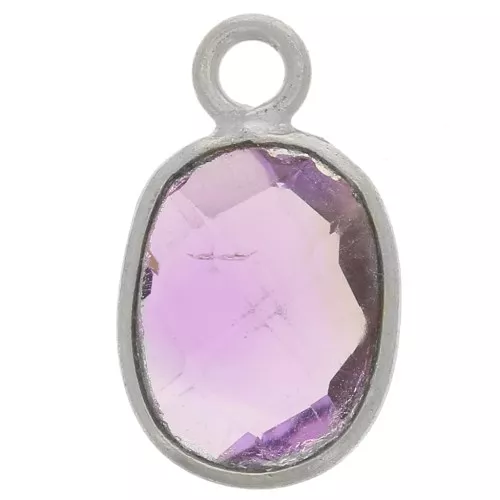 Breloque ovale facettée 11x7 mm en pierre gemme - Argent 925 - Amethyste x1