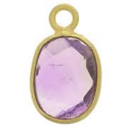 Breloque ovale facettée 11x7 mm pierre gemme - Argent 925 Doré Or fin - Amethyste|raw }}