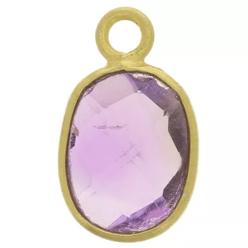 Breloque ovale facettée 11x7 mm pierre gemme - Argent 925 Doré Or fin - Amethyste