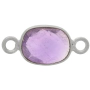Intercalaire ovale facetté en pierre gemme 8x6 mm - Argent 925 - Amethyste x1|raw }}