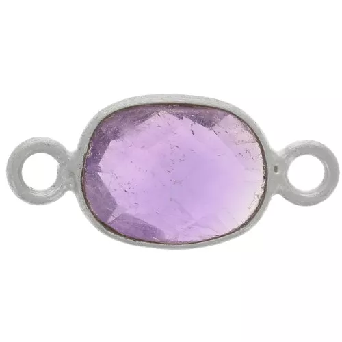 Intercalaire ovale facetté en pierre gemme 8x6 mm - Argent 925 - Amethyste x1