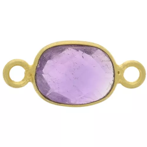 Intercalaire ovale facetté pierre gemme 8x6mm Argent 925 Doré Or fin - Amethyste