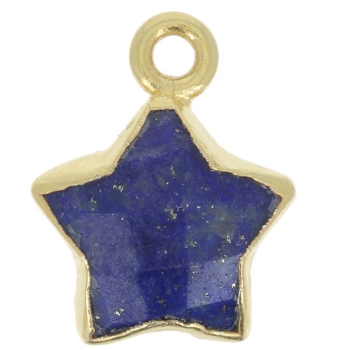 Breloque étoile facettée 14x11 mm - Argent 925 Doré à l'or fin - Lapis lazuli x1