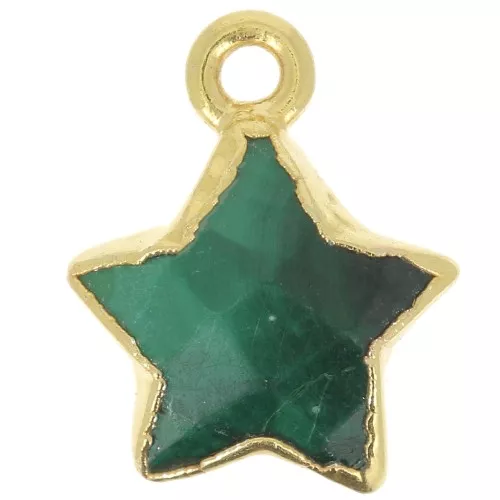 Breloque étoile facettée 14x11 mm - Argent 925 Doré à l'or fin - Malachite x1
