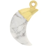 Breloque lune facettée 23x12 mm - Argent 925 Doré à l'or fin - Howlite x1|raw }}