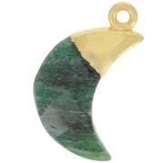 Breloque lune facettée 22x12 mm - Argent 925 Doré à l'or fin - Aventurine x1|raw }}