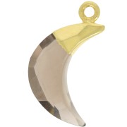 Breloque lune facettée 22x12 mm - Argent 925 Doré à l'or fin - Quartz fumé x1