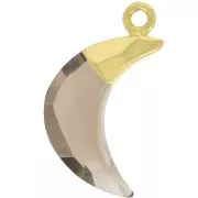 Breloque lune facettée 22x12 mm - Argent 925 Doré à l'or fin - Quartz fumé x1
