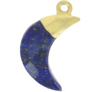 Breloque lune facettée 22x12 mm - Argent 925 Doré à l'or fin - Lapis lazuli x1|raw }}
