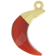 Breloque lune facettée 22x12 mm - Argent 925 Doré à l'or fin - Onyx rouge x1|raw }}