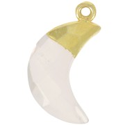 Breloque lune facettée 22x12 mm - Argent 925 Doré à l'or fin - Quartz rose x1