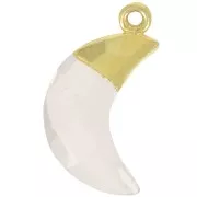 Breloque lune facettée 22x12 mm - Argent 925 Doré à l'or fin - Quartz rose x1