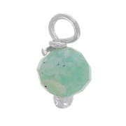 Breloques rondes facettées 3 mm Amazonite sur clou tête boule en Argent 925 x6