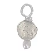 Breloques rondes facettées 3 mm Labradorite sur clou tête boule en Argent 925 x6