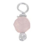 Breloques rondes facettées 3 mm Quartz rose sur clou tête boule en Argent 925 x6|raw }}