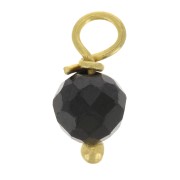 Breloques rondes facettées 3 mm Onyx noir sur clou en Argent 925 Doré Or fin x6|raw }}